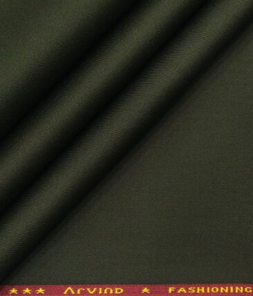 Arvind Men's Cotton Stretchable Unstitched 1.30 Meter Solid Twill Weave Trouser Fabric (Seaweed Green)
