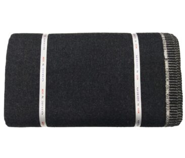 OCM Men's Wool Black Houndstooth Weave 2 Meter Unstitched Thick Tweed Reversible Jacketing & Blazer Fabric (White)