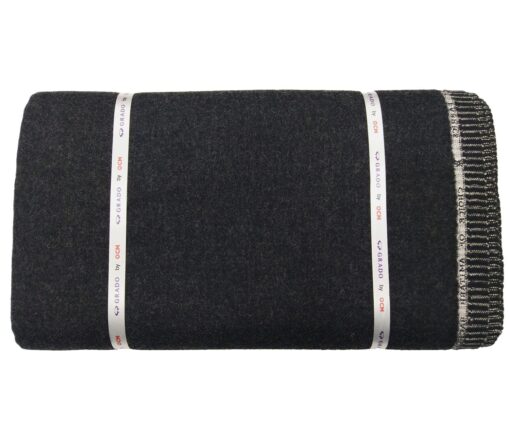 OCM Men's Wool Black Houndstooth Weave 2 Meter Unstitched Thick Tweed Reversible Jacketing & Blazer Fabric (White)