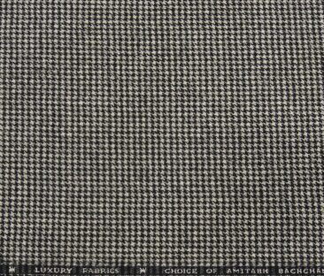 OCM Men's Wool Black Houndstooth Weave 2 Meter Unstitched Thick Tweed Reversible Jacketing & Blazer Fabric (White)