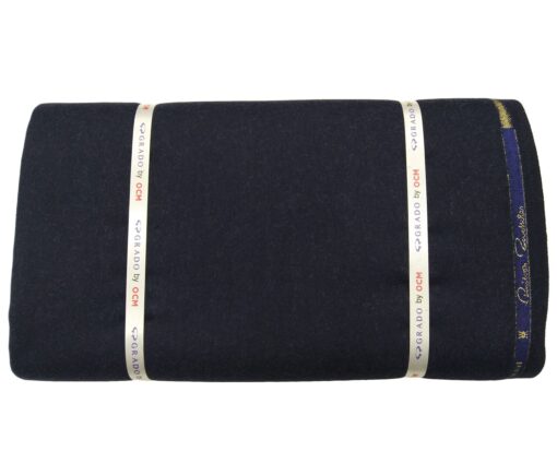 OCM Men's Wool Herringbone Weave 2 Meter Unstitched Thick Tweed Reversible Jacketing & Blazer Fabric (Blue)
