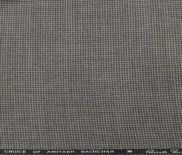 OCM Men's Wool Black Houndstooth Weave 2 Meter Unstitched Tweed Jacketing & Blazer Fabric (Grey)