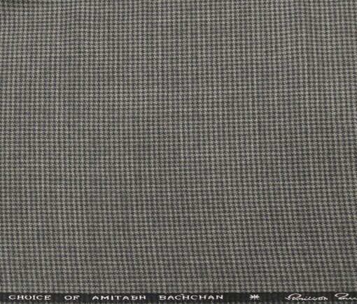 OCM Men's Wool Black Houndstooth Weave 2 Meter Unstitched Tweed Jacketing & Blazer Fabric (Grey)