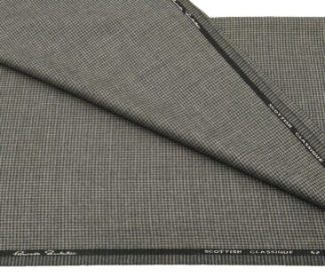 OCM Men's Wool Black Houndstooth Weave 2 Meter Unstitched Tweed Jacketing & Blazer Fabric (Grey)