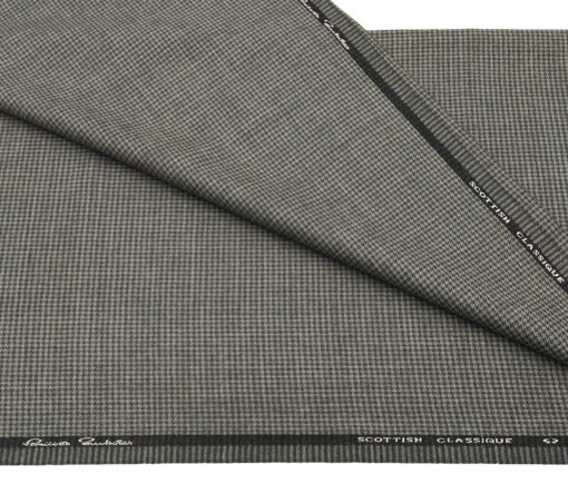 OCM Men's Wool Black Houndstooth Weave 2 Meter Unstitched Tweed Jacketing & Blazer Fabric (Grey)