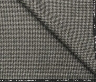 OCM Men's Wool Black Houndstooth Weave 2 Meter Unstitched Tweed Jacketing & Blazer Fabric (Grey)