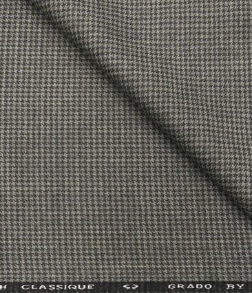OCM Men's Wool Black Houndstooth Weave 2 Meter Unstitched Tweed Jacketing & Blazer Fabric (Grey)