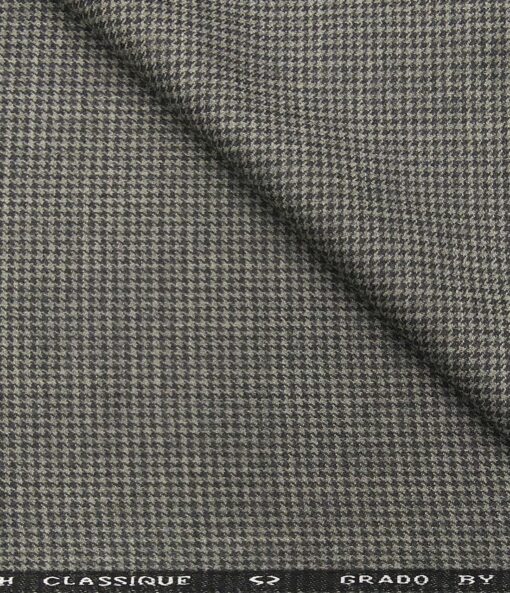 OCM Men's Wool Black Houndstooth Weave 2 Meter Unstitched Tweed Jacketing & Blazer Fabric (Grey)