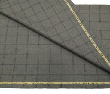 OCM Men's Wool Black Checks 2 Meter Unstitched Tweed  Jacketing & Blazer Fabric (Grey)