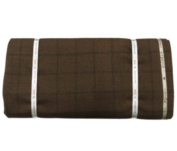 OCM Men's Wool Black Checks 2 Meter Unstitched Tweed  Jacketing & Blazer Fabric (Dark Brown)