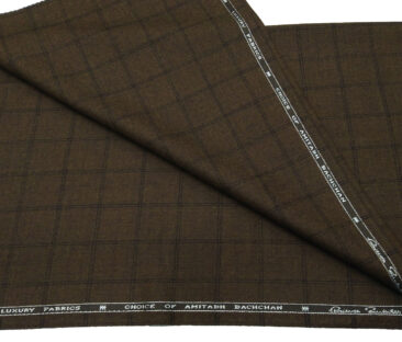 OCM Men's Wool Black Checks 2 Meter Unstitched Tweed  Jacketing & Blazer Fabric (Dark Brown)