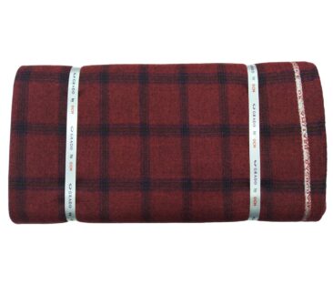 OCM Men's Wool Blue Checks 2 Meter Unstitched Tweed  Jacketing & Blazer Fabric (Red)