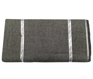 OCM Men's Wool Black Houndstooth Weave 2 Meter Unstitched Tweed Jacketing & Blazer Fabric (Cream)