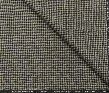 OCM Men's Wool Black Houndstooth Weave 2 Meter Unstitched Tweed Jacketing & Blazer Fabric (Cream)