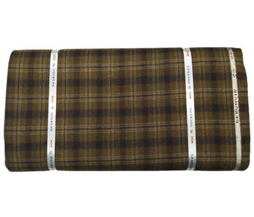 OCM Men's Wool White Checks 2 Meter Unstitched Tweed  Jacketing & Blazer Fabric (Light Brown)