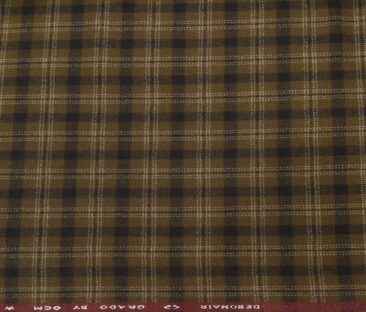 OCM Men's Wool White Checks 2 Meter Unstitched Tweed  Jacketing & Blazer Fabric (Light Brown)