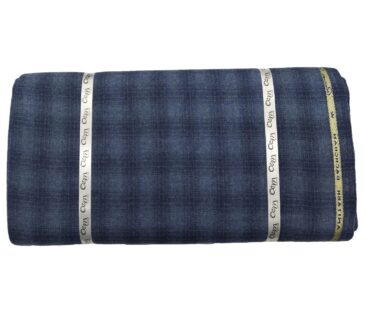 OCM Men's Wool Blue Self Checks 2 Meter Unstitched Tweed  Jacketing & Blazer Fabric (Blue)