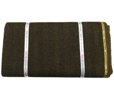 OCM Men's Wool Herringbone Weave 2 Meter Unstitched Tweed Jacketing & Blazer Fabric (Khakhi Brown)