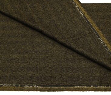 OCM Men's Wool Herringbone Weave 2 Meter Unstitched Tweed Jacketing & Blazer Fabric (Khakhi Brown)