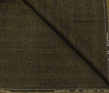 OCM Men's Wool Herringbone Weave 2 Meter Unstitched Tweed Jacketing & Blazer Fabric (Khakhi Brown)