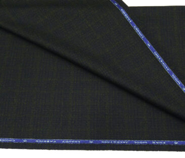 OCM Men's Wool Green Checks 2 Meter Unstitched Tweed Jacketing & Blazer Fabric (Dark Blue)