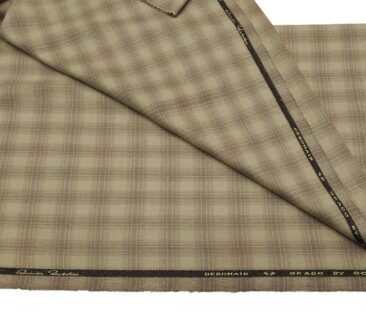 OCM Men's Wool Brown Checks 2 Meter Unstitched Tweed Jacketing & Blazer Fabric (Light Brown)