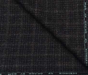 OCM Men's Wool Self Checks 2 Meter Unstitched Tweed Jacketing & Blazer Fabric (Blackish Grey)