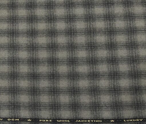 OCM Men's Wool Dark Grye Checks 2 Meter Unstitched Tweed Jacketing & Blazer Fabric (Pistachious Grey)