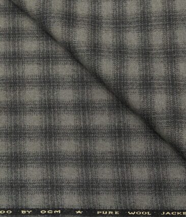 OCM Men's Wool Dark Grye Checks 2 Meter Unstitched Tweed Jacketing & Blazer Fabric (Pistachious Grey)
