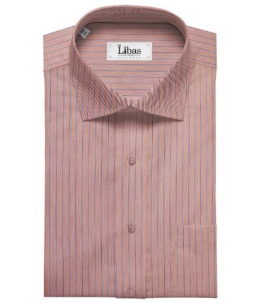 Soktas Men's Giza Cotton Striped 1.60 Meter Unstitched Shirt Fabric (Blush Pink)