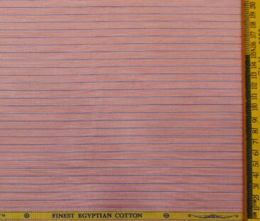 Soktas Men's Giza Cotton Striped 1.60 Meter Unstitched Shirt Fabric (Blush Pink)