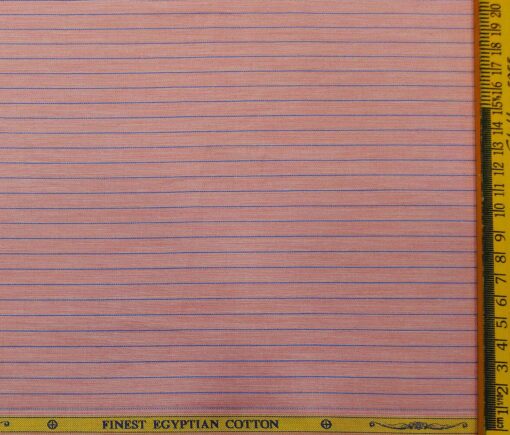 Soktas Men's Giza Cotton Striped 1.60 Meter Unstitched Shirt Fabric (Blush Pink)