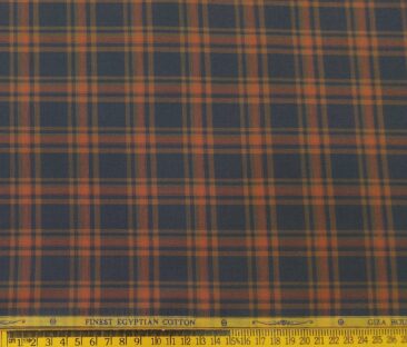 Soktas Men's Giza Cotton Burberry Checks 1.60 Meter Unstitched Shirt Fabric (Grey)