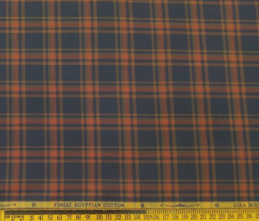 Soktas Men's Giza Cotton Burberry Checks 1.60 Meter Unstitched Shirt Fabric (Grey)