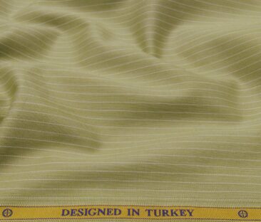 Soktas Men's Giza Cotton Striped 1.60 Meter Unstitched Shirt Fabric (Moss Green)