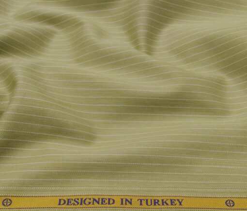 Soktas Men's Giza Cotton Striped 1.60 Meter Unstitched Shirt Fabric (Moss Green)