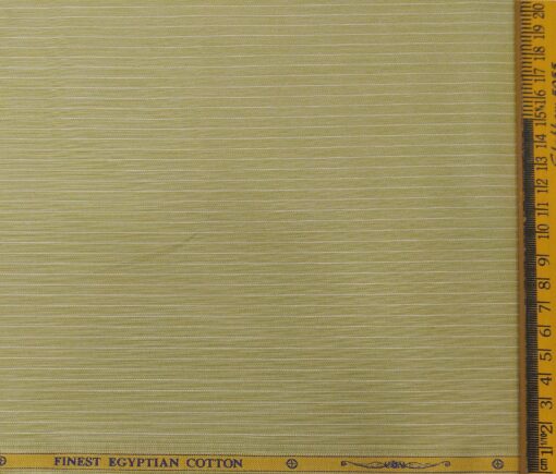 Soktas Men's Giza Cotton Striped 1.60 Meter Unstitched Shirt Fabric (Moss Green)