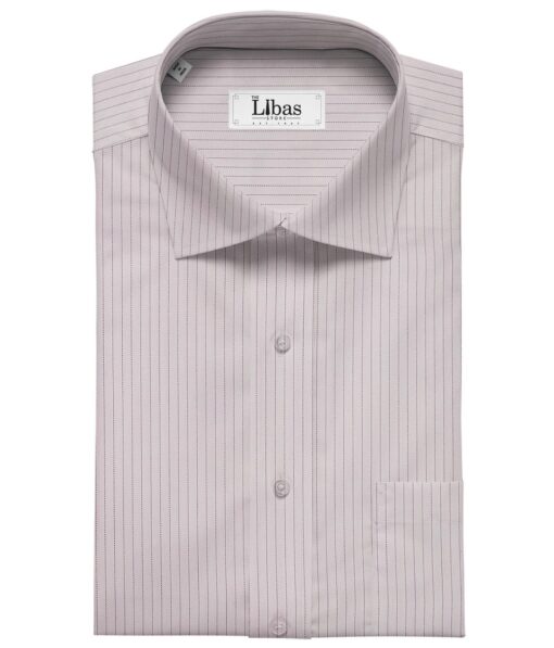 Soktas Men's Giza Cotton Striped 1.60 Meter Unstitched Shirt Fabric (Light Purple)