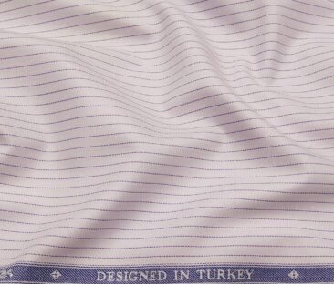 Soktas Men's Giza Cotton Striped 1.60 Meter Unstitched Shirt Fabric (Light Purple)