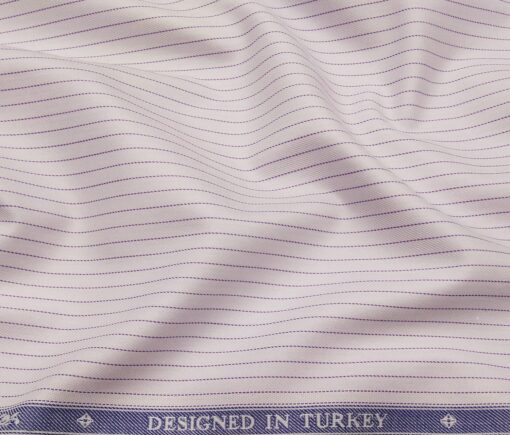 Soktas Men's Giza Cotton Striped 1.60 Meter Unstitched Shirt Fabric (Light Purple)