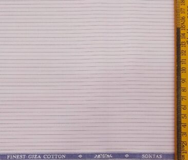 Soktas Men's Giza Cotton Striped 1.60 Meter Unstitched Shirt Fabric (Light Purple)