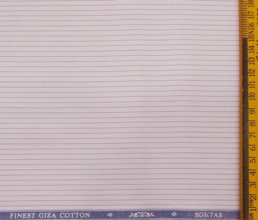 Soktas Men's Giza Cotton Striped 1.60 Meter Unstitched Shirt Fabric (Light Purple)