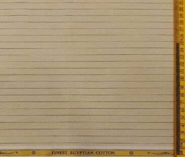 Soktas Men's Giza Cotton Striped 1.60 Meter Unstitched Shirt Fabric (Oat Beige)