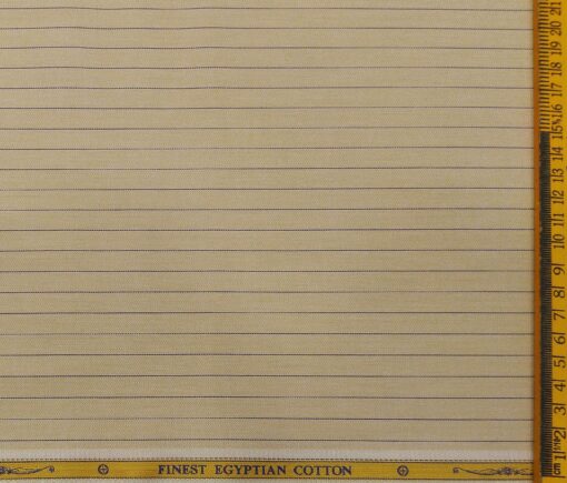 Soktas Men's Giza Cotton Striped 1.60 Meter Unstitched Shirt Fabric (Oat Beige)