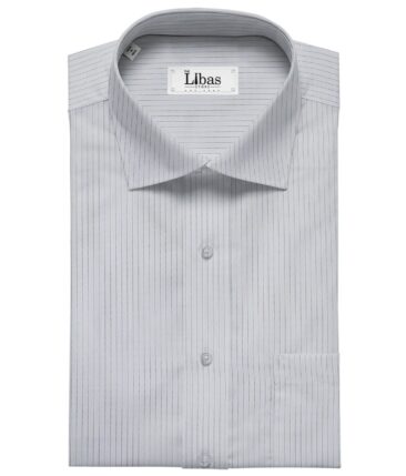 Soktas Men's Giza Cotton Striped 1.60 Meter Unstitched Shirt Fabric (Sky Blue)