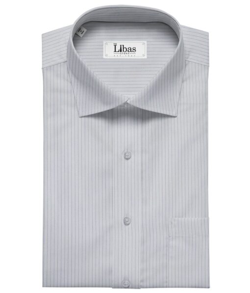 Soktas Men's Giza Cotton Striped 1.60 Meter Unstitched Shirt Fabric (Sky Blue)