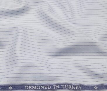 Soktas Men's Giza Cotton Striped 1.60 Meter Unstitched Shirt Fabric (Sky Blue)