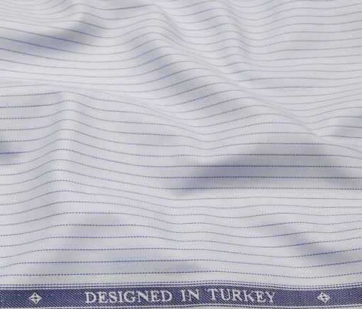 Soktas Men's Giza Cotton Striped 1.60 Meter Unstitched Shirt Fabric (Sky Blue)