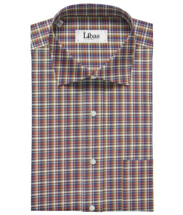 Soktas Men's Giza Cotton Burberry Checks 1.60 Meter Unstitched Shirt Fabric (Multi)
