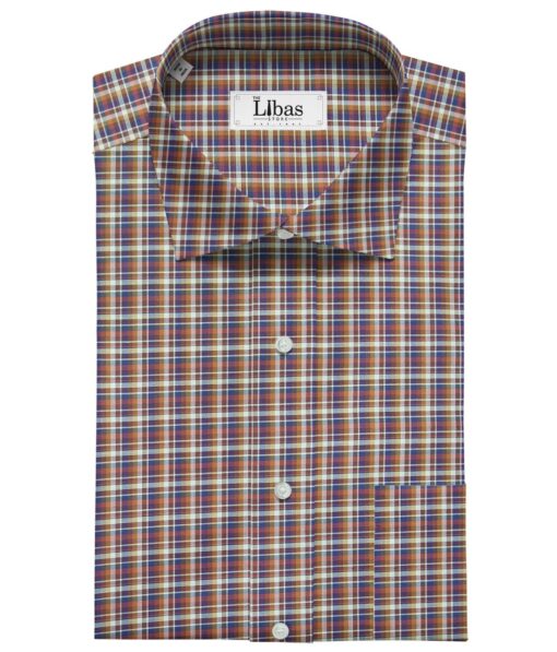Soktas Men's Giza Cotton Burberry Checks 1.60 Meter Unstitched Shirt Fabric (Multi)